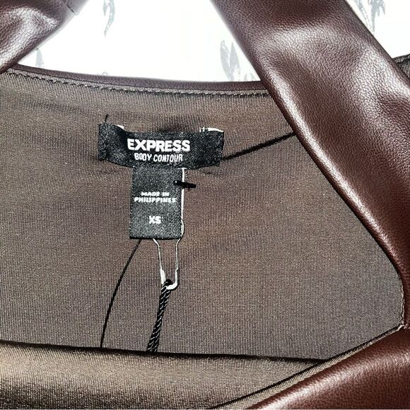 Express brown leather cropped tank top size XS NEW - Picture 2 of 3